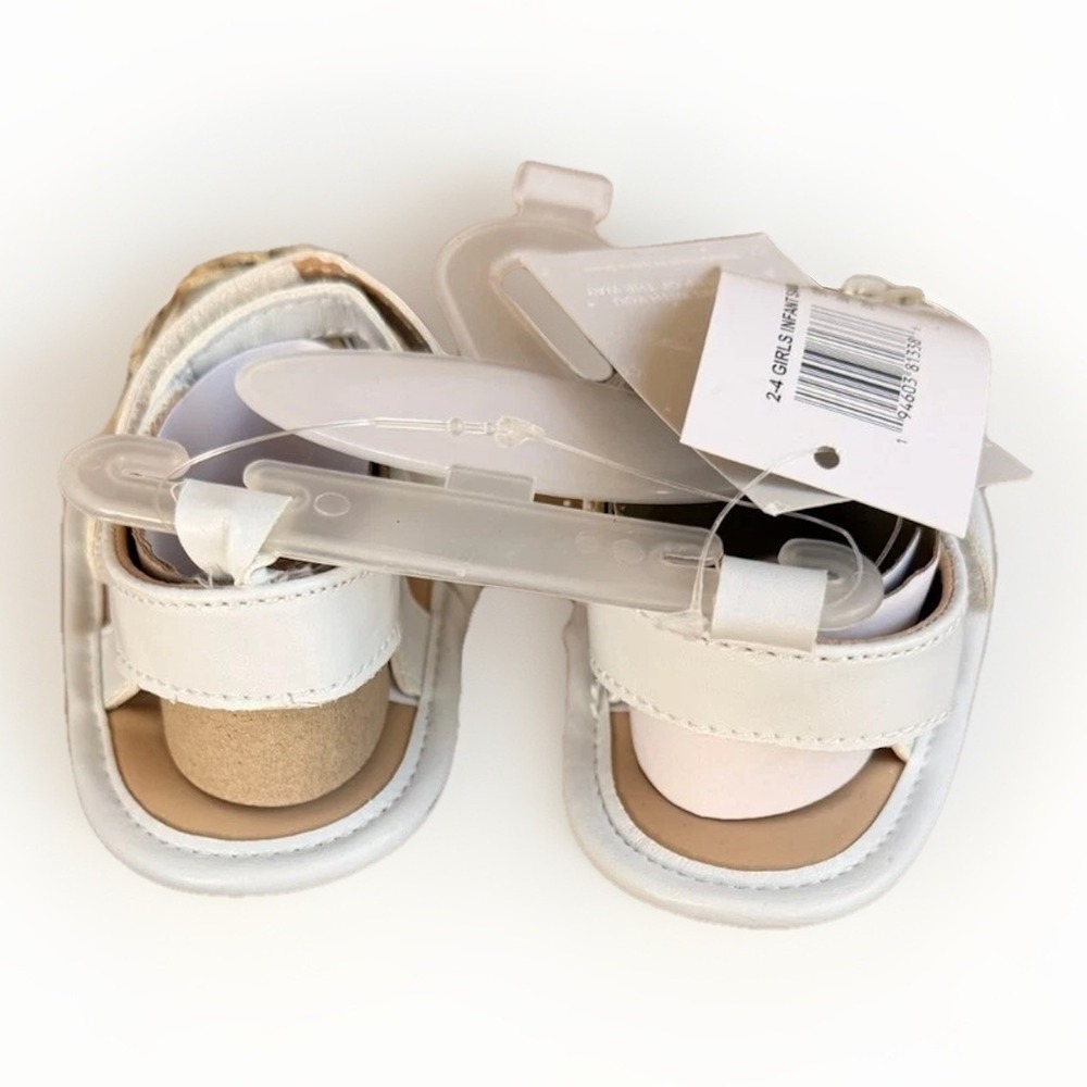 Josmo Infant Baby Girl Size 2-4 Dress Sandals Soft Sole Butterfly & Bow White - Picture 7 of 13